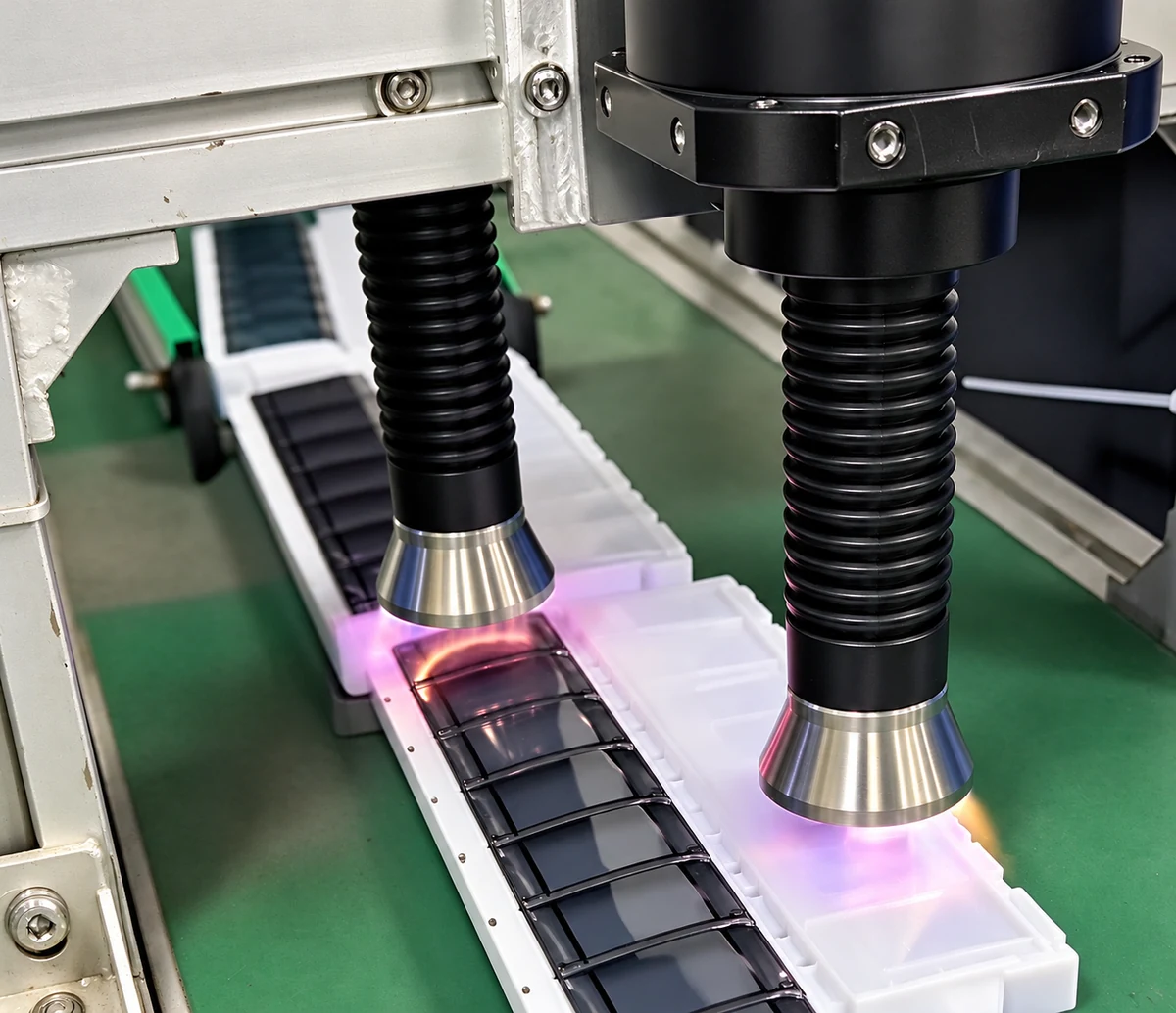 Plasma surface treatment on an automated production line